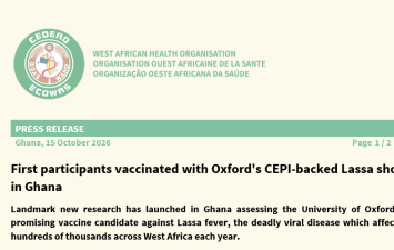 First participants vaccinated with Oxford's CEPI-backed Lassa shot in Ghana